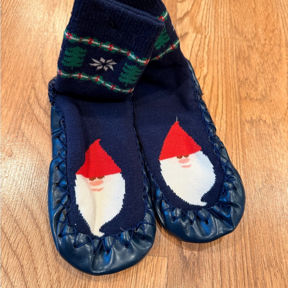 Hanna Andersson Swedish Booties Navy Blue Gnome Slipper Socks